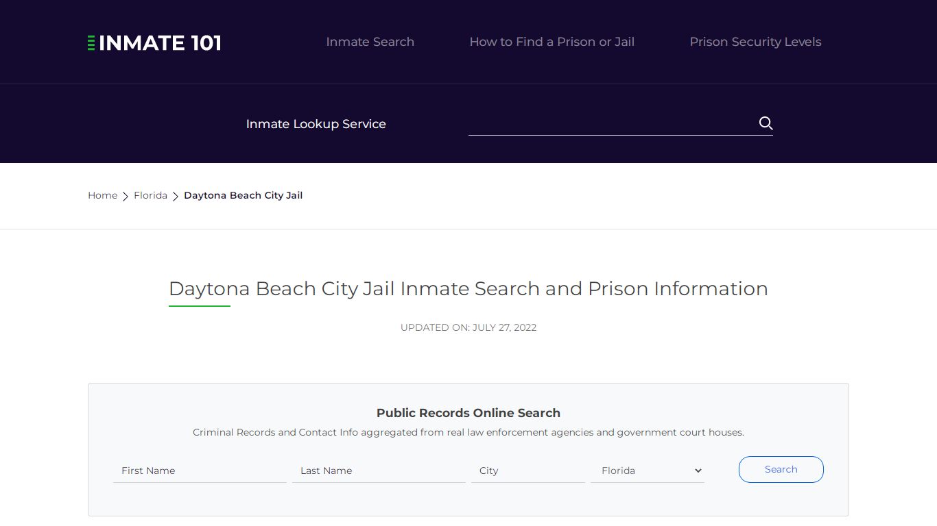 Daytona Beach City Jail Inmate Search and Prison Information
